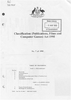 Commonwealth Classification Act - front page